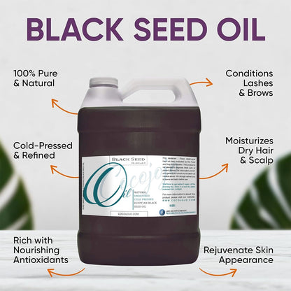 Egyptian Black Seed Oil - Pure Natural Black Cumin Seed Oil Unrefined Cold Pressed Extra Virgin - for Hair Skin Body Nails Face - Moisturizing & Nourishing - 128 Oz (1 Gallon)