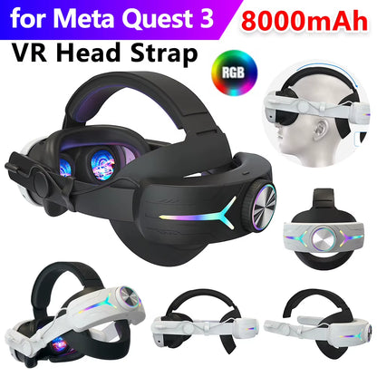 RGB Adjustable Alternative Head Strap LED Backlight Head Strap Accessories Comfort Reduce Face Pressure for Meta Quest 3 Headset