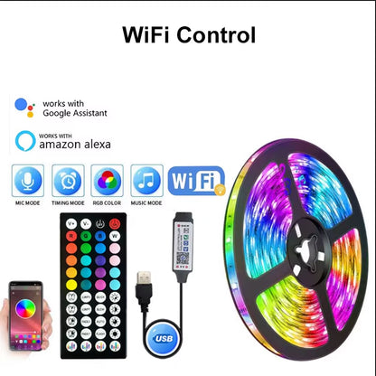 Bluetooth LED Strip Lights SMD 5050 RGB APP Remote Control Flexible Ribbon Diode Lamp Tape TV Backlights Game Room Home Decor