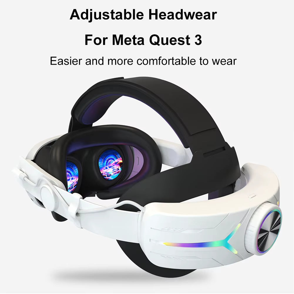 RGB Adjustable Alternative Head Strap LED Backlight Head Strap Accessories Comfort Reduce Face Pressure for Meta Quest 3 Headset