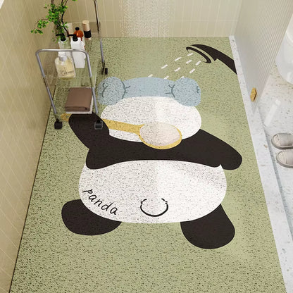 High-Quality Cute Panda Bathroom Non-Slip Mat Antiwear PVC Waterproof anti Slip Bathroom Rugs Floor Mat
